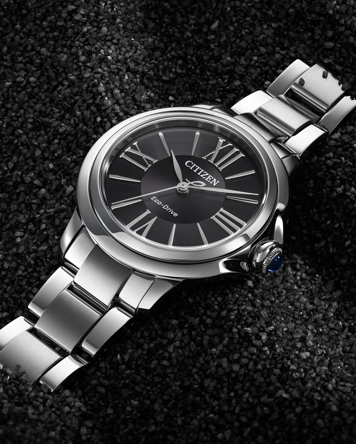 Citizen L Ceci Black Dial Stainless Steel Bracelet EM1160-58E
